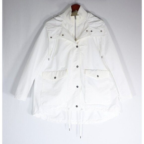 Herno Women Size IT42 US6 White Drawstring Hooded Jacket A-Line Parka Coat $1195 - Picture 2 of 9